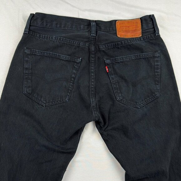 Levi’s 501 Original Black Button Fly Straight Leg Denim Jeans Mens 31x30 Red Tab - Picture 4 of 9